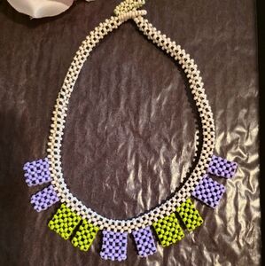 Women NEW Handcrafted Beaded Necklace - Purple and Green